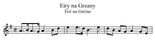 Eiry na Greany - staff notation