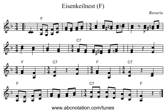 Eisenkeilnest (F) - staff notation