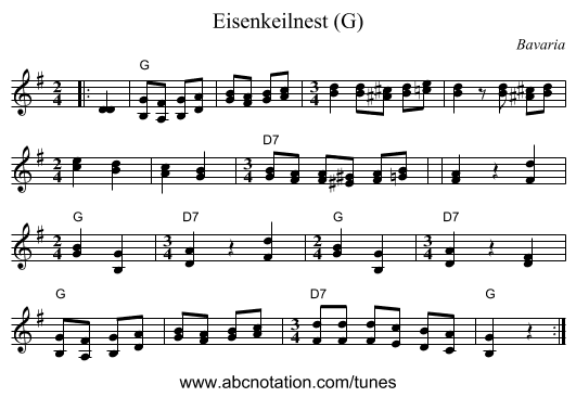 Eisenkeilnest (G) - staff notation