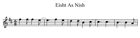 Eisht As Nish - staff notation