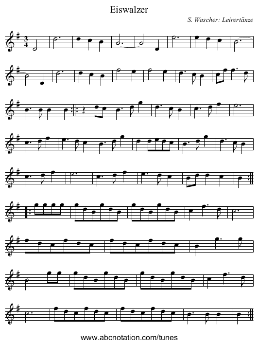 Eiswalzer - staff notation