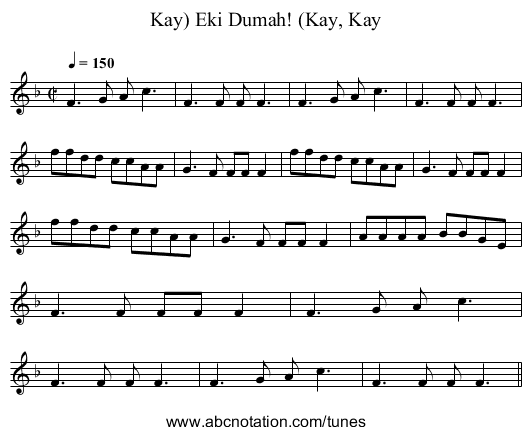 Eki Dumah! (Kay, Kay, Kay) - staff notation