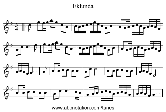 Eklunda - staff notation