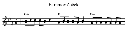 Ekremov čoček - staff notation
