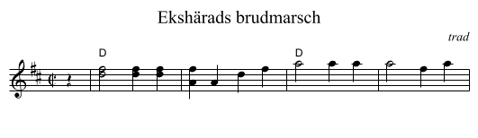 Eksh&auml;rads brudmarsch - staff notation