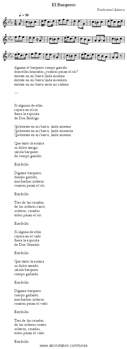 El Barquero - staff notation