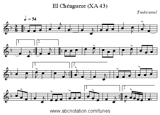 El Chénguere (XA 43) - staff notation