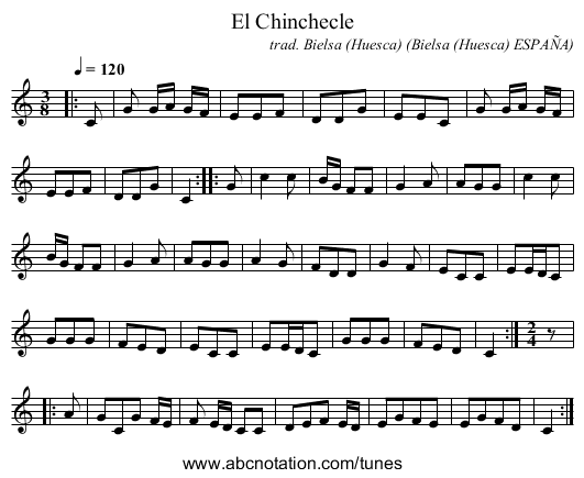 El Chinchecle - staff notation