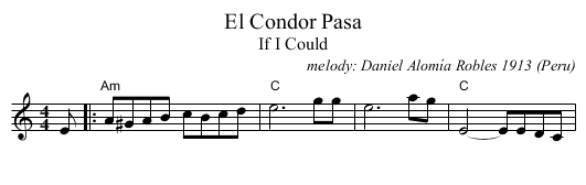 El Condor Pasa - staff notation