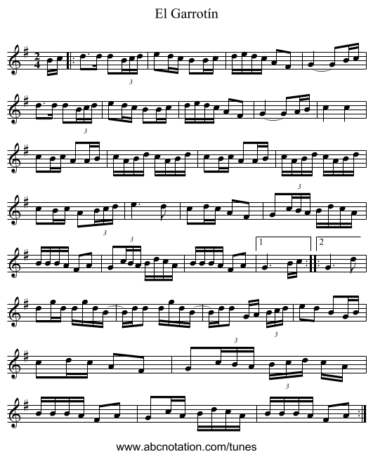 El Garrotín - staff notation