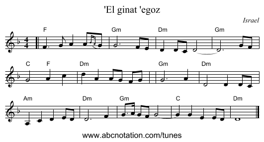 'El ginat 'egoz - staff notation