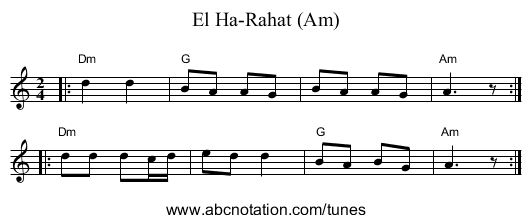 El Ha-Rahat (Am) - staff notation