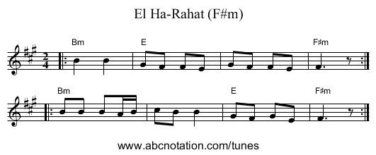 El Ha-Rahat (F#m) - staff notation