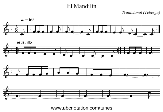 El Mandilín - staff notation