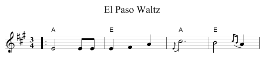 El Paso Waltz - staff notation