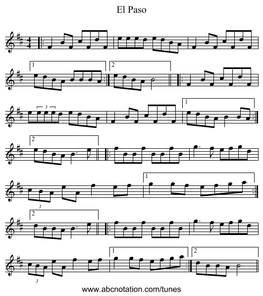 El Paso - staff notation