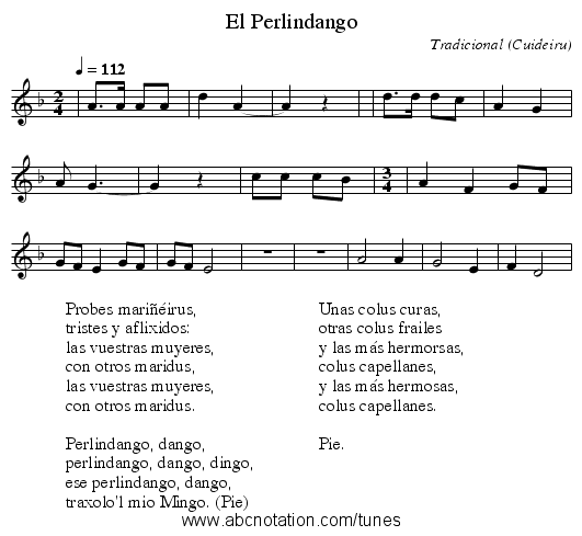 El Perlindango - staff notation