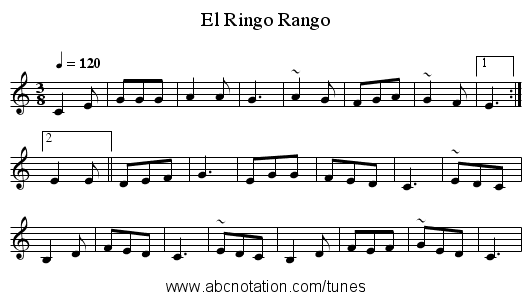 El Ringo Rango - staff notation