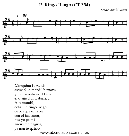 El Ringo-Rango (CT 354) - staff notation