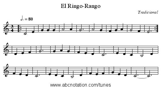 El Ringo-Rango - staff notation