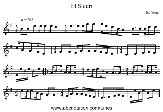 El Sicuri - staff notation