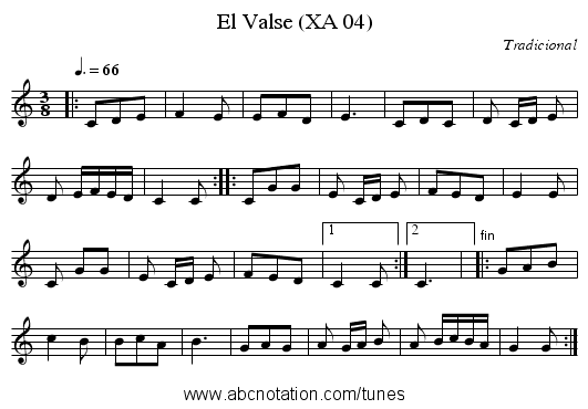 El Valse (XA 04) - staff notation