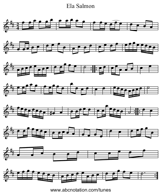 Ela Salmon - staff notation