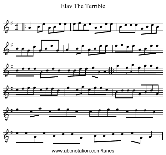 Elav The Terrible - staff notation