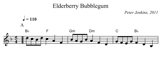 Elderberry Bubblegum - staff notation