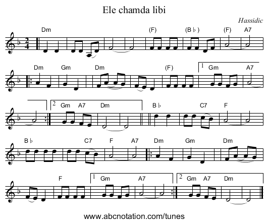 Ele chamda libi - staff notation
