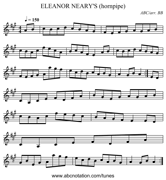 ELEANOR NEARY'S (hornpipe) - staff notation