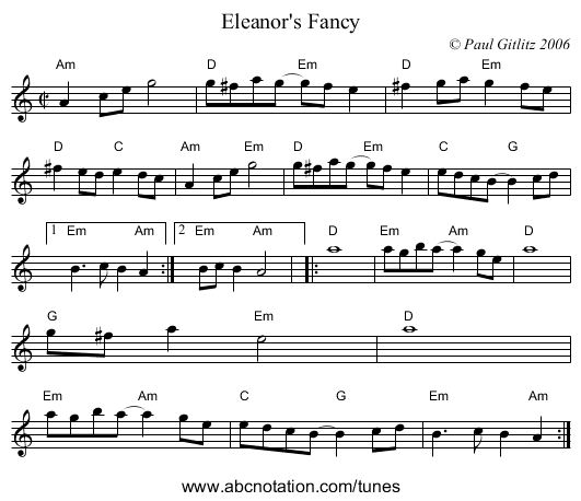 Eleanor's Fancy - staff notation