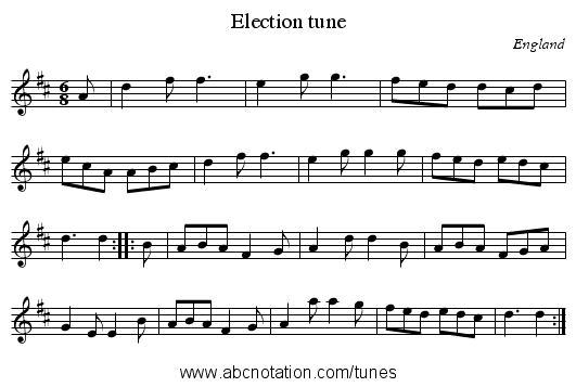 Election tune - staff notation