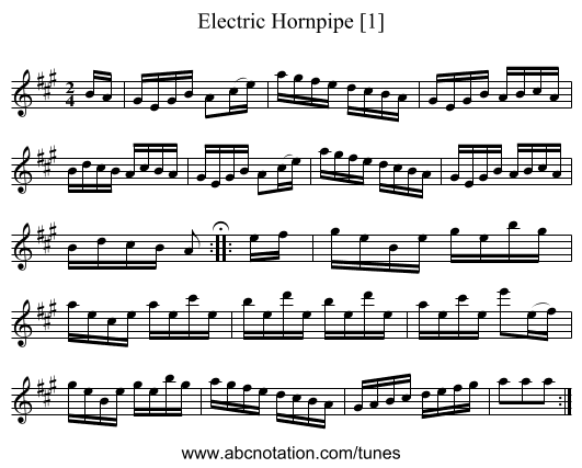 Electric Hornpipe [1] - staff notation