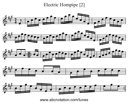 Electric Hornpipe [2] - staff notation