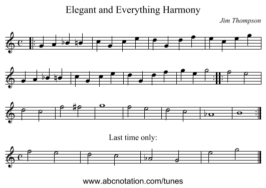 Elegant and Everything Harmony - staff notation