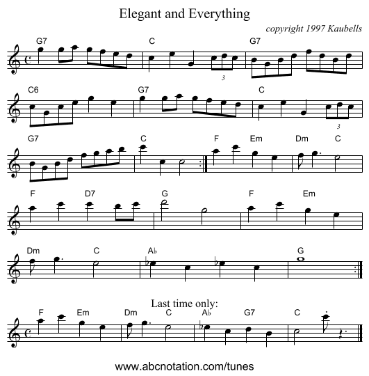 Elegant and Everything - staff notation