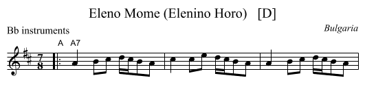 Eleno Mome (Elenino Horo)   [D] - staff notation