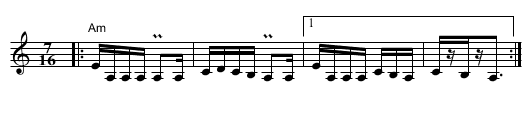 Elenska r&acirc;čenica - staff notation