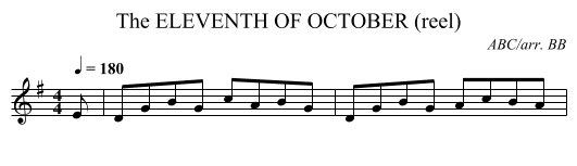 ELEVENTH OF OCTOBER (reel), The - staff notation