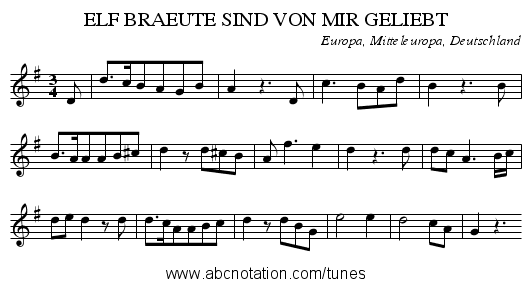 ELF BRAEUTE SIND VON MIR GELIEBT - staff notation