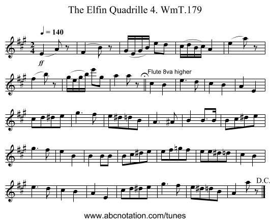 Elfin Quadrille 4. WmT.179, The - staff notation