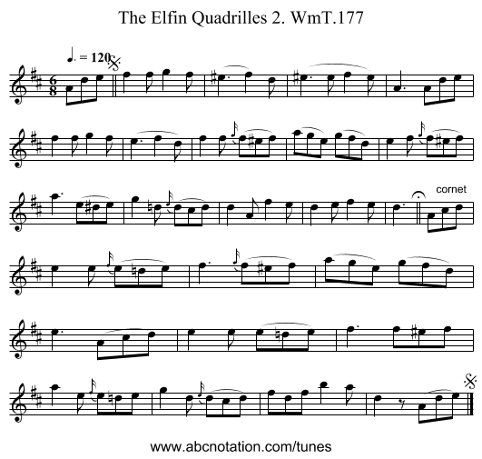 Elfin Quadrilles 2. WmT.177, The - staff notation