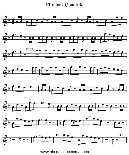 Elfintanz Quadrille - staff notation