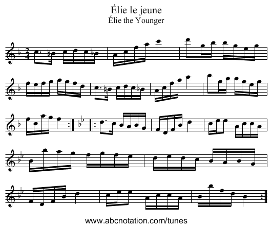 Élie le jeune - staff notation
