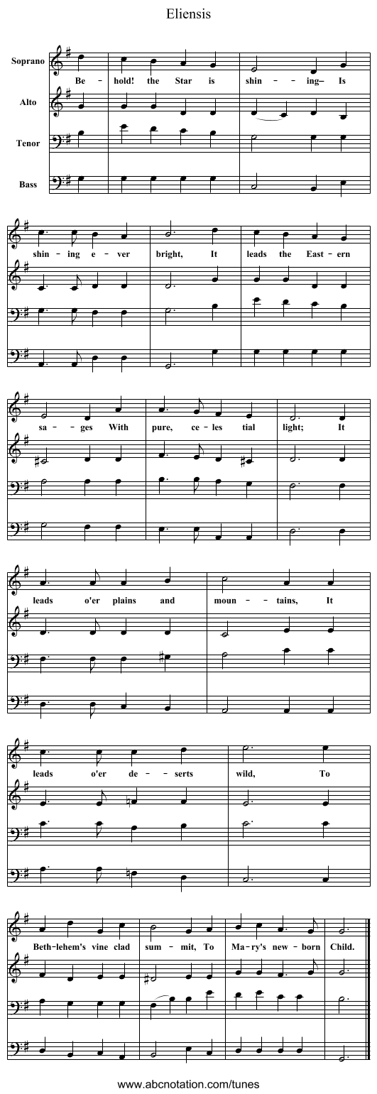 Eliensis - staff notation