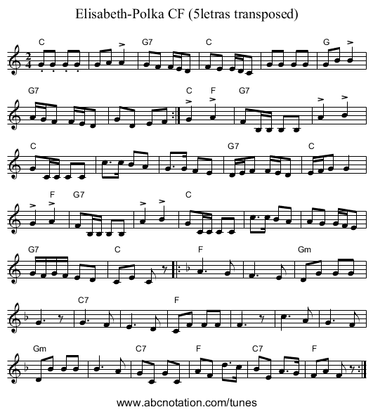 Elisabeth-Polka CF (5letras transposed) - staff notation