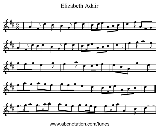 Elizabeth Adair - staff notation