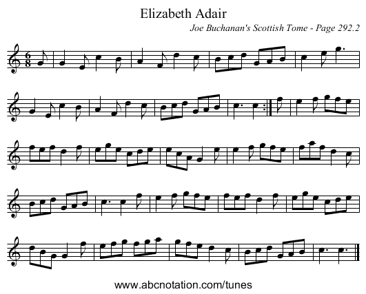 Elizabeth Adair - staff notation
