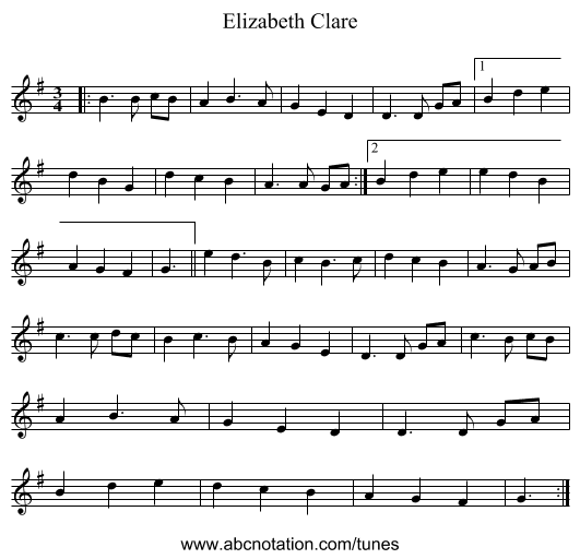 Elizabeth Clare - staff notation